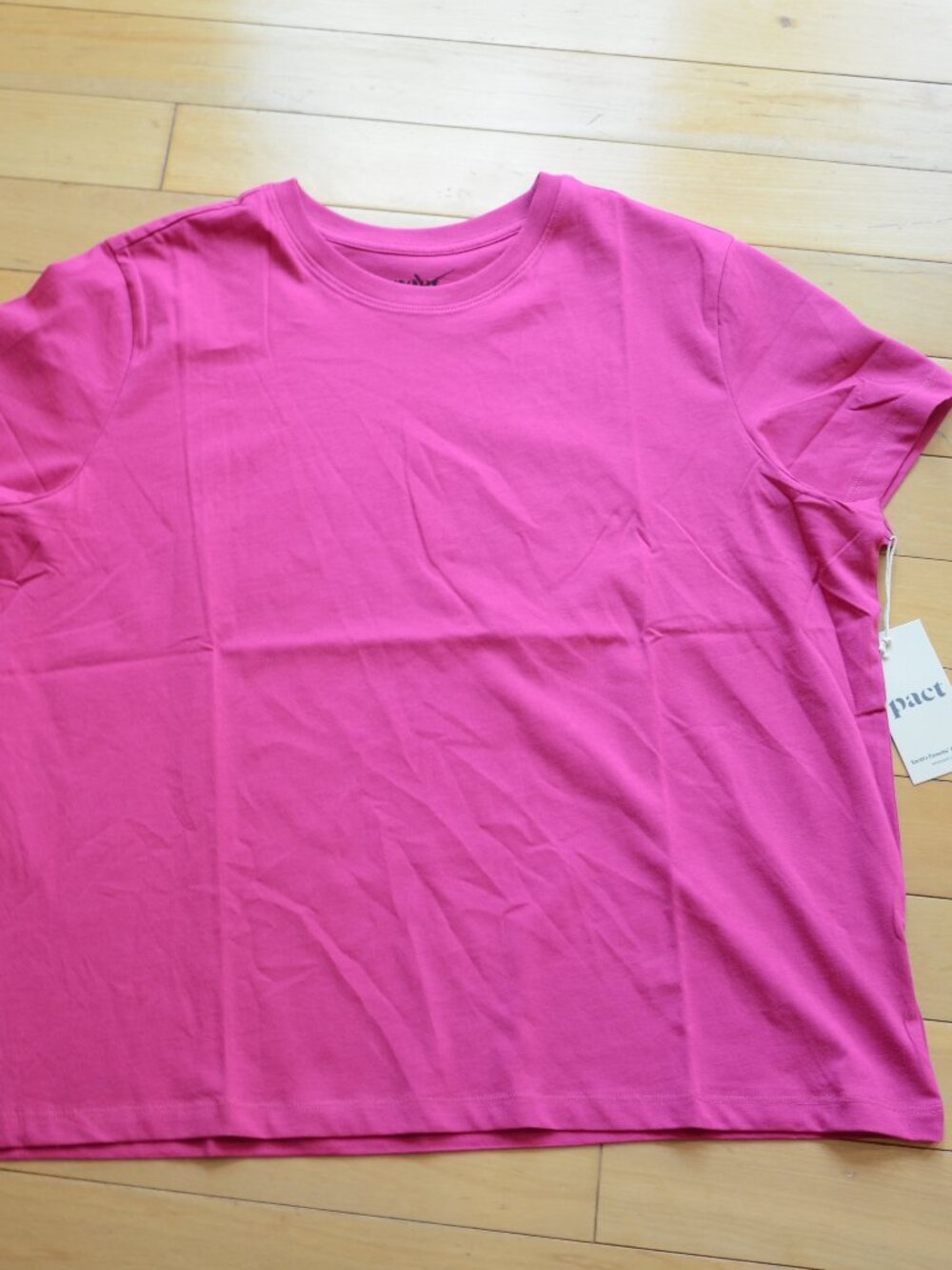 Pact Women's Cactus Pink Organic Cotton Essential Crewneck Tee Size XXL NWT